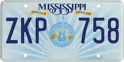 MS license plate ZKP758