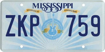 MS license plate ZKP759