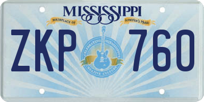 MS license plate ZKP760
