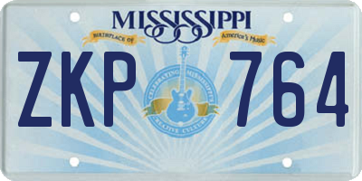 MS license plate ZKP764