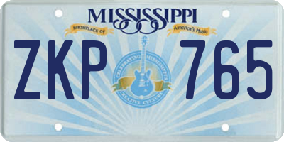 MS license plate ZKP765