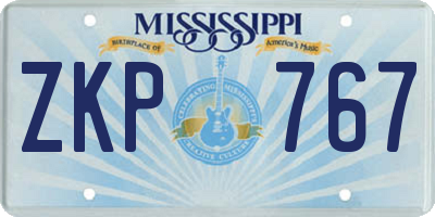 MS license plate ZKP767