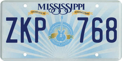 MS license plate ZKP768