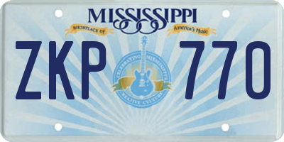 MS license plate ZKP770