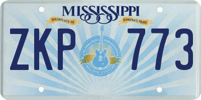 MS license plate ZKP773
