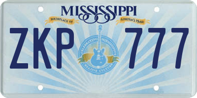MS license plate ZKP777