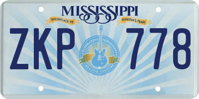 MS license plate ZKP778