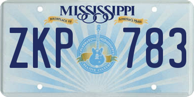 MS license plate ZKP783