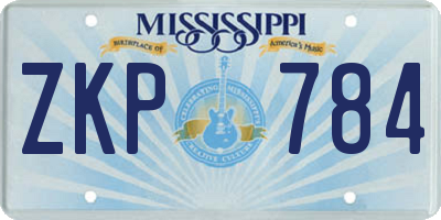 MS license plate ZKP784