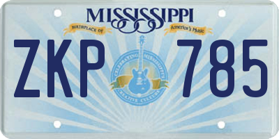 MS license plate ZKP785