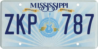MS license plate ZKP787