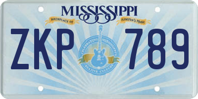 MS license plate ZKP789