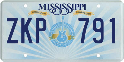 MS license plate ZKP791