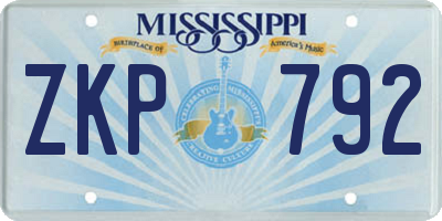 MS license plate ZKP792