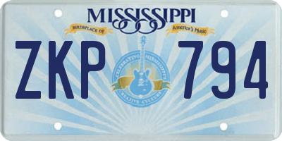 MS license plate ZKP794