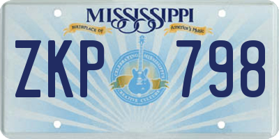 MS license plate ZKP798