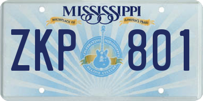 MS license plate ZKP801