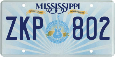 MS license plate ZKP802