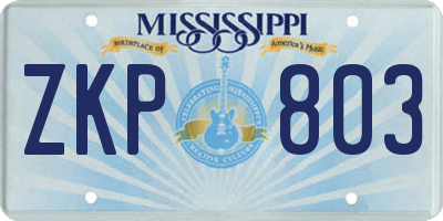 MS license plate ZKP803