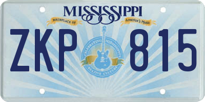 MS license plate ZKP815
