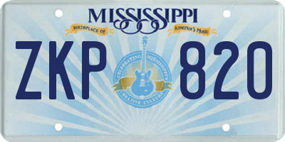 MS license plate ZKP820