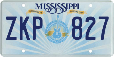 MS license plate ZKP827