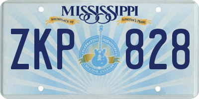 MS license plate ZKP828