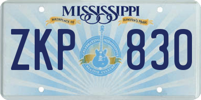 MS license plate ZKP830