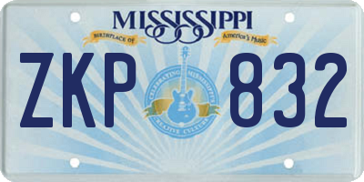 MS license plate ZKP832