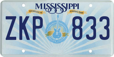 MS license plate ZKP833
