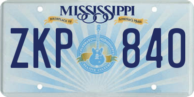MS license plate ZKP840