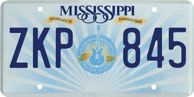 MS license plate ZKP845