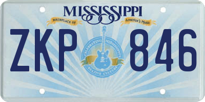 MS license plate ZKP846