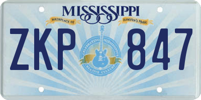 MS license plate ZKP847