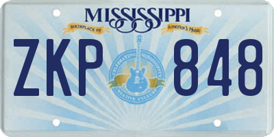 MS license plate ZKP848