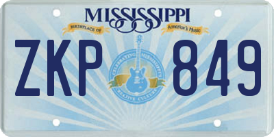 MS license plate ZKP849