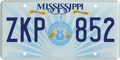 MS license plate ZKP852