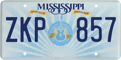 MS license plate ZKP857