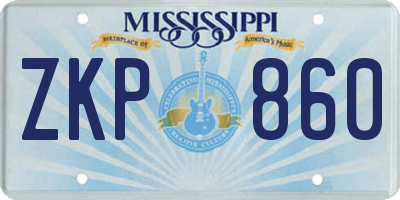 MS license plate ZKP860