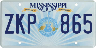MS license plate ZKP865