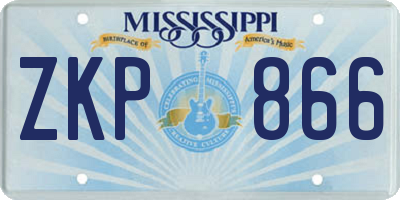 MS license plate ZKP866