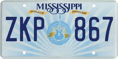 MS license plate ZKP867