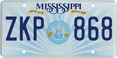 MS license plate ZKP868