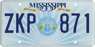 MS license plate ZKP871