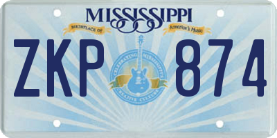 MS license plate ZKP874