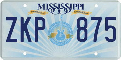 MS license plate ZKP875