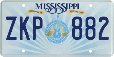 MS license plate ZKP882