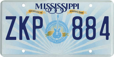 MS license plate ZKP884