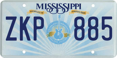 MS license plate ZKP885