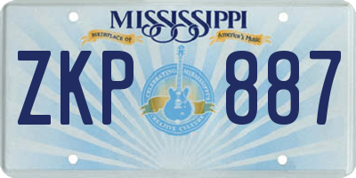 MS license plate ZKP887